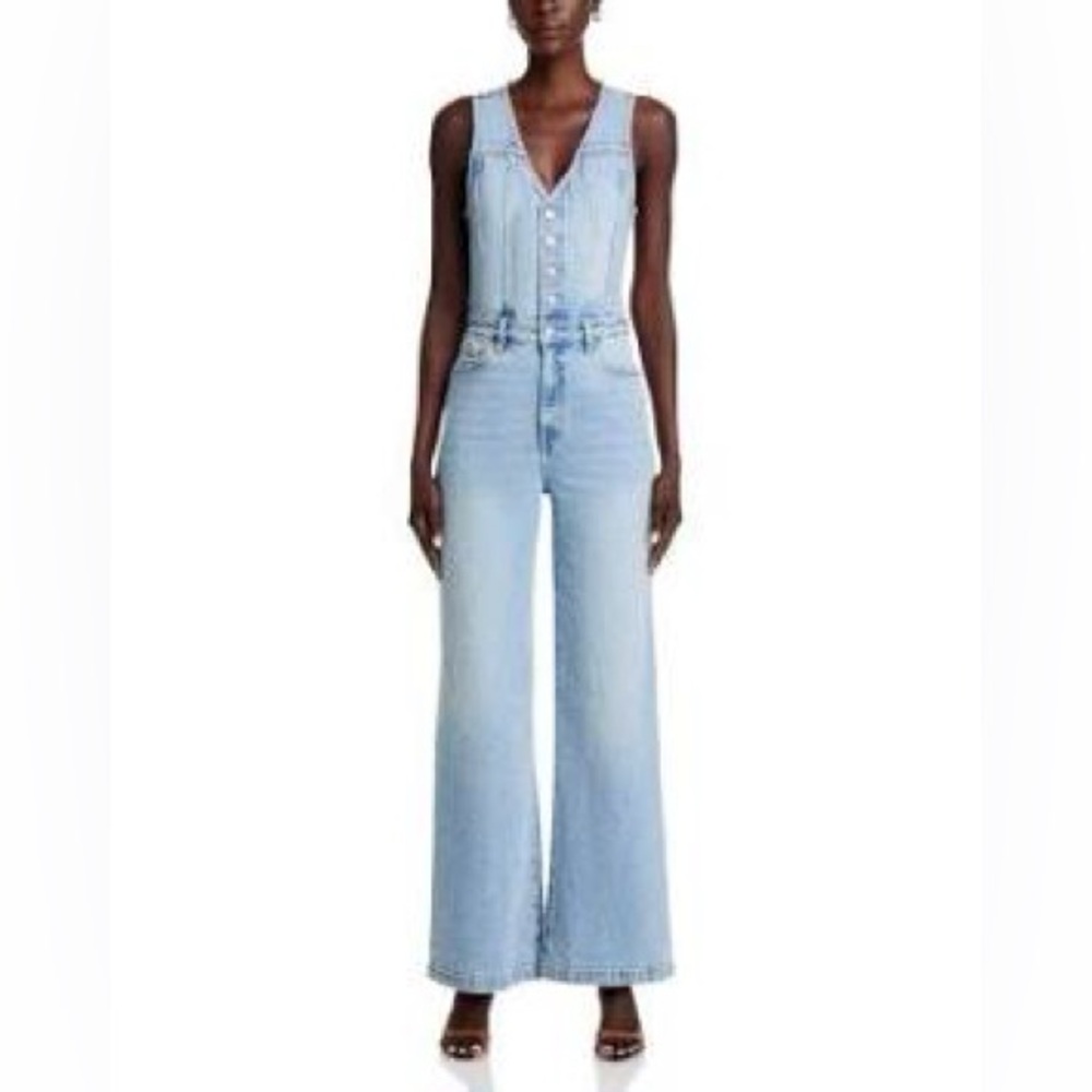 Pistola Women's Fitted Light Blue Denim Jumpsuit/Overalls MEDIUM